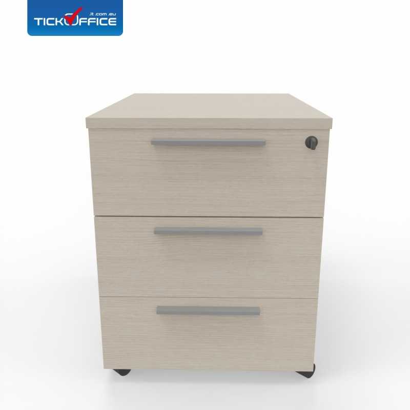 Cassettiera 54,6x53,8x41,8 cm Rovere Portofino in legno su ruote con 3 cassetti