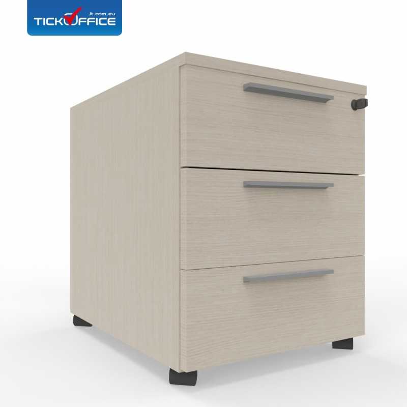 Cassettiera 54,6x53,8x41,8 cm Rovere Portofino in legno su ruote con 3 cassetti