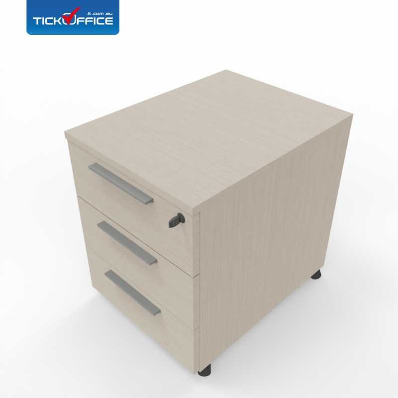 Cassettiera 54,6x53,8x41,8 cm Rovere Portofino in legno su ruote con 3 cassetti