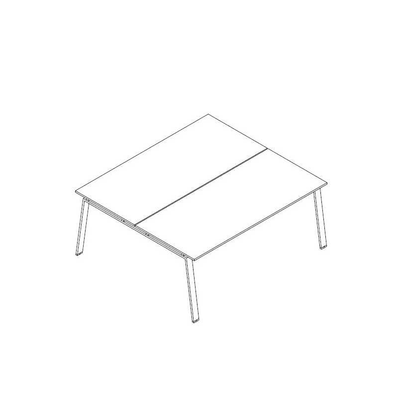 Bench con sostegno cavalletto 160x160,8x75H in melaminico per casa, ufficio, attività - colore Bianco opaco