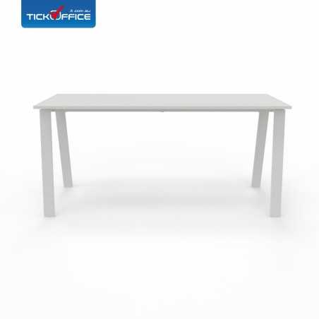 Scrivania con struttura in acciaio 160x60x75H in melaminico - colore Bianco opaco