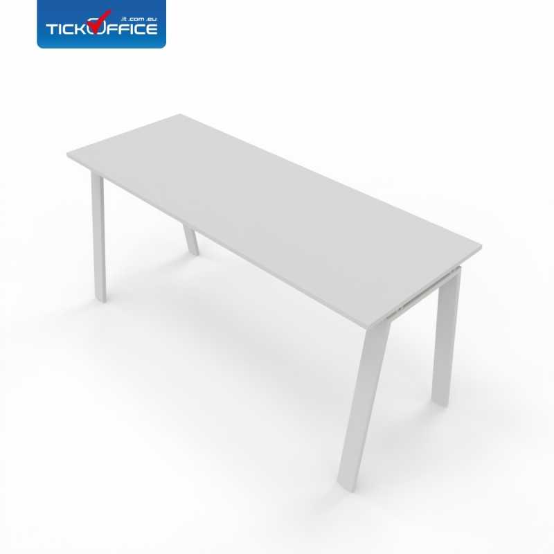 Scrivania con struttura in acciaio 160x60x75H in melaminico  - colore Bianco opaco
