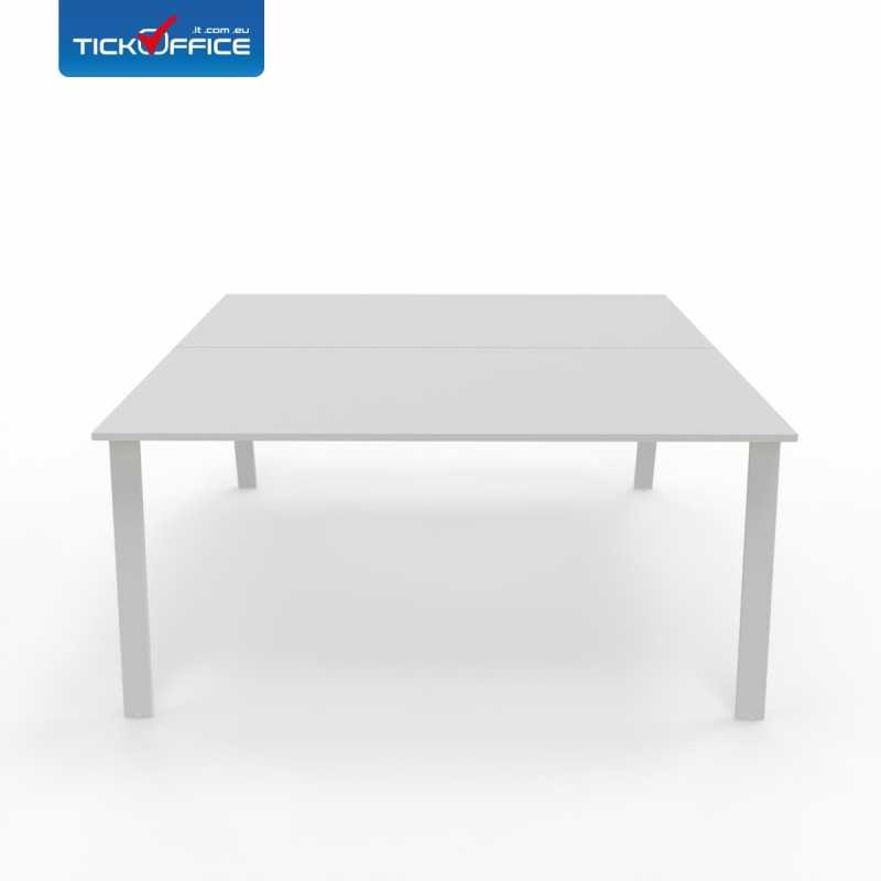 Bench con sostegno cavalletto 160x160,8x75H in melaminico per casa, ufficio, attività - colore Bianco opaco