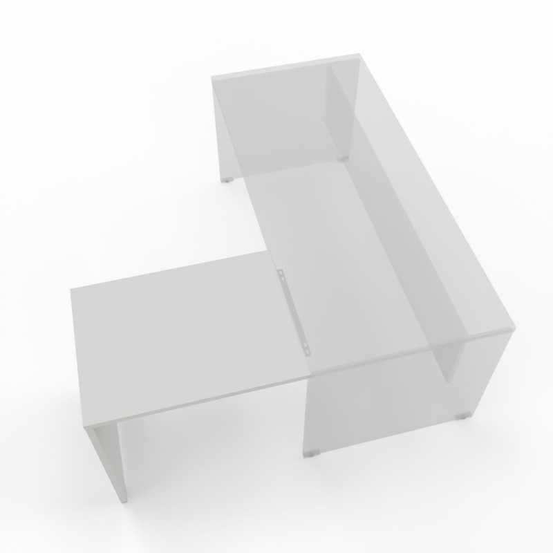 Allungo 80x60x74 cm per scrivania OXI , da posizionare a destra o a sinistra - Colore Bianco