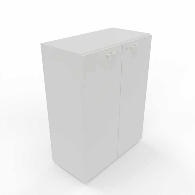 Mobile medio contenitore 2 ante cieche con serratura L.90 x p.46,3 x H.120 - Colore Bianco