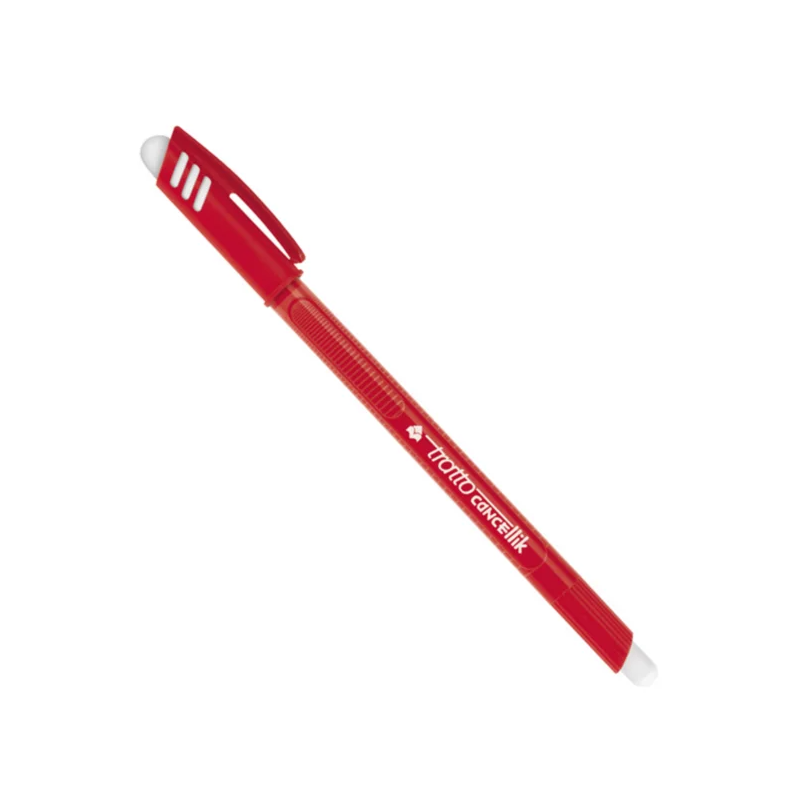 Tratto Cancellik - Penna a sfera punta media con gomma - colore Rosso - pezzo singolo