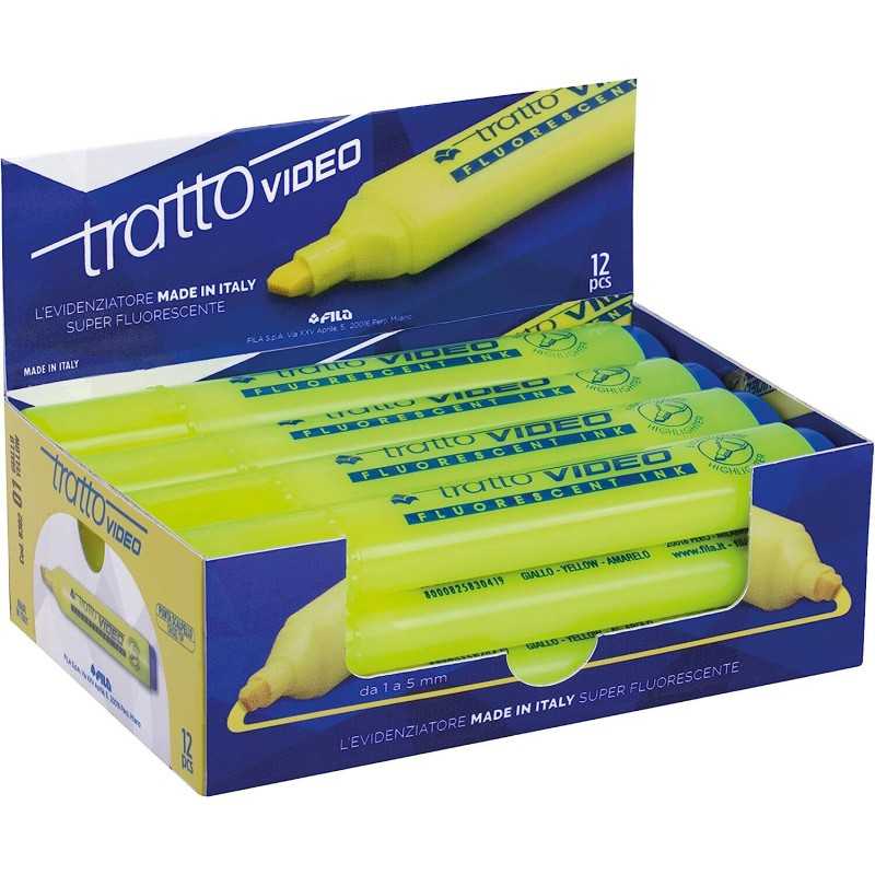 Evidenziatore Tratto Video con punta scalpello 1-5 mm - colore Giallo - conf. da 12