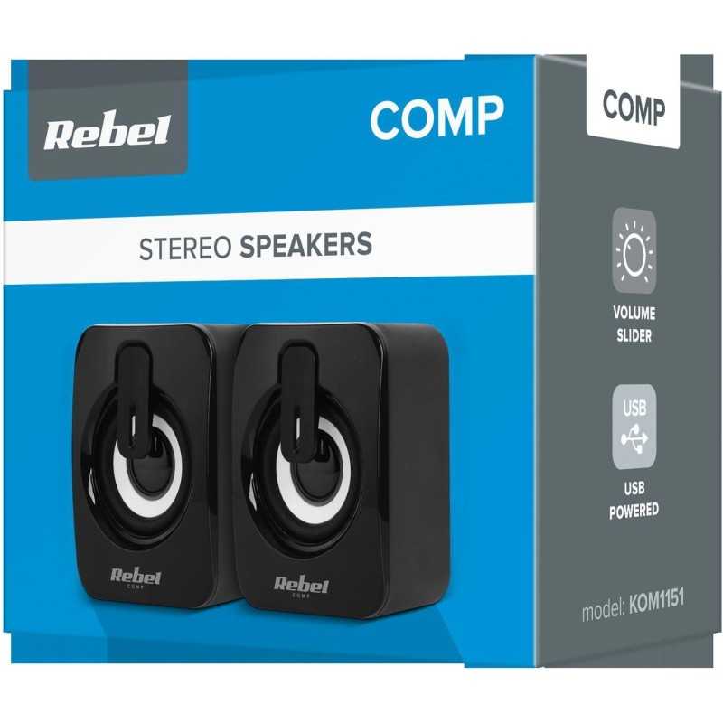 Rebel - Altoparlanti per computer 2x3W con controllo del volume