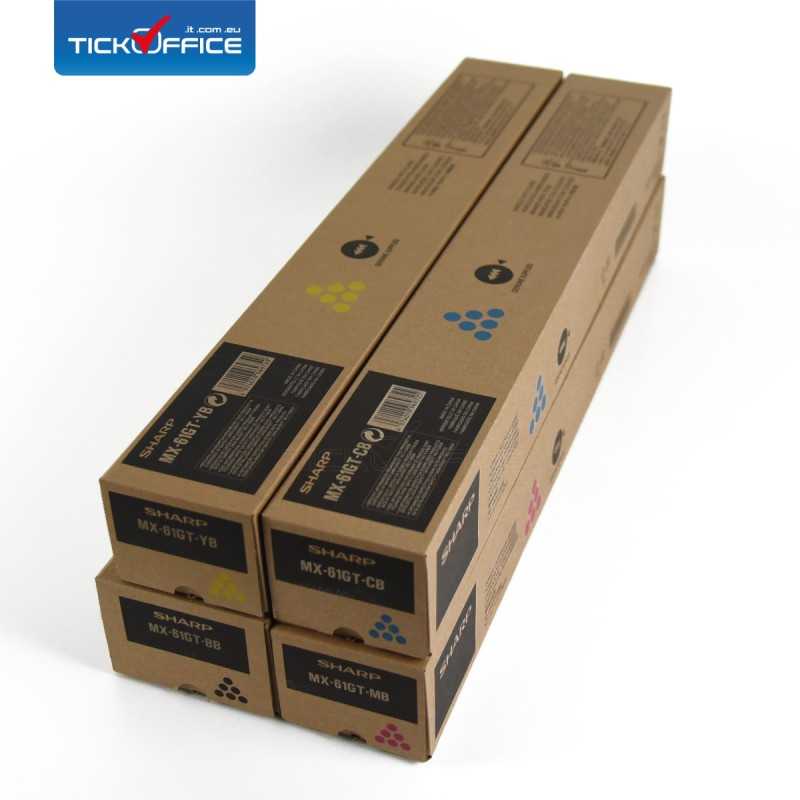 Kit 4 Colori Toner Bk C Y M Sharp Originale MX-2651 MX-2630 MX-61GT BB MB CB YB