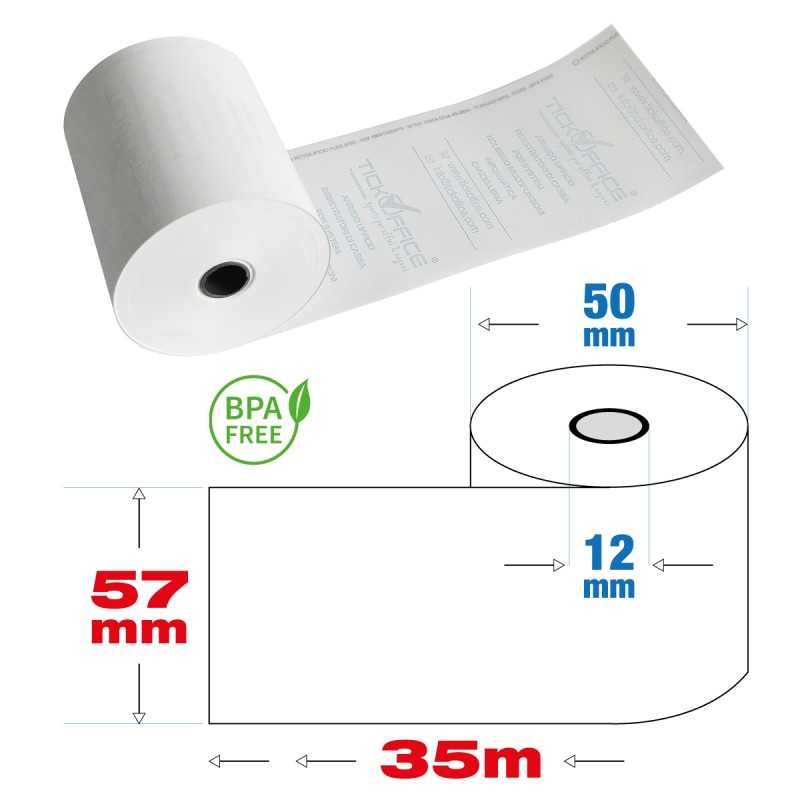 10 Pz - Rotoli termici 57mm x 35 metri per registratori cassa omologati scad. 2028