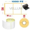 60 x 40 mm, f. 40 - Rotolo n° 1000 etichette vellum adesive stampa con ribbon
