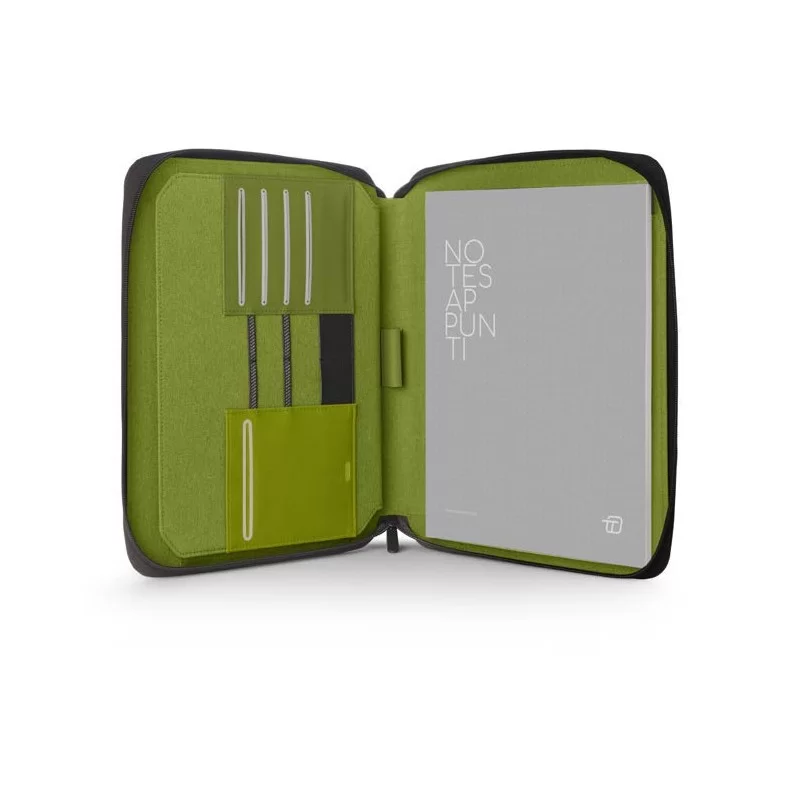 Intempo Portablocco A4 Canvass con Zip in tela con molla smartphone 26x33 cm - colore Verde