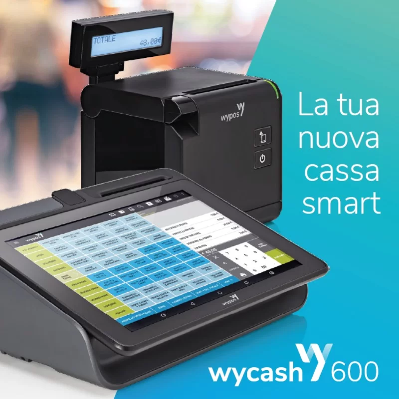 Sistema cassa telematica touchscreen Wycash 600 + Stampante RT Dado
