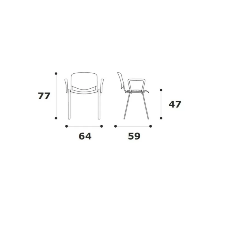 Sedia fissa Grace disponibile in diversi colori e con l'aggiunta di scrittoio e/o braccioli