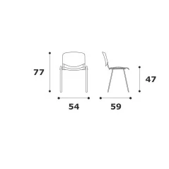 Sedia fissa Grace disponibile in diversi colori e con l'aggiunta di scrittoio e/o braccioli