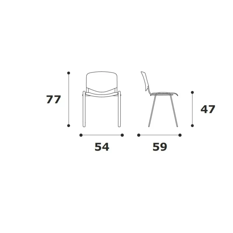 Sedia fissa Grace disponibile in diversi colori e con l'aggiunta di scrittoio e/o braccioli