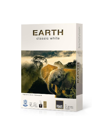 Earth Classic White - Carta riciclata - 1 risma formato A4 21x297cm 80gr per ufficio, stampa e fotocopie
