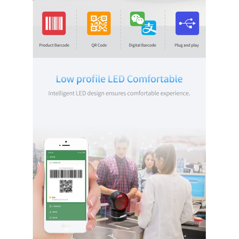 Scanner MP6800 | Lettore Codici a Barre 1D/2D da Banco - Tickoffice