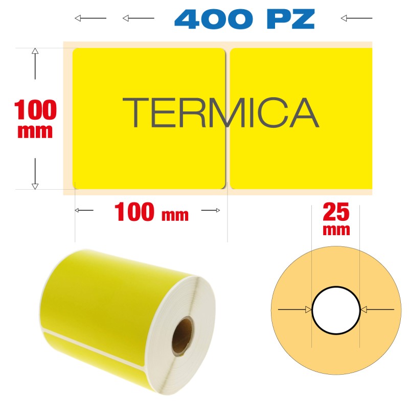 etichette gialle 10x10 100x100 termiche adesive quadrate