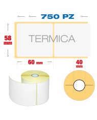 58 x 60 mm, f. 40 - Rotolo n°750 etichette termiche adesive bianche