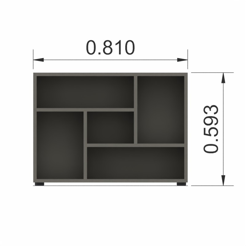 Tower Evo - Libreria design bassa a giorno in legno 60x81x27 cm