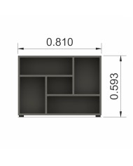 Tower Evo - Libreria design bassa a giorno in legno 60x81x27 cm