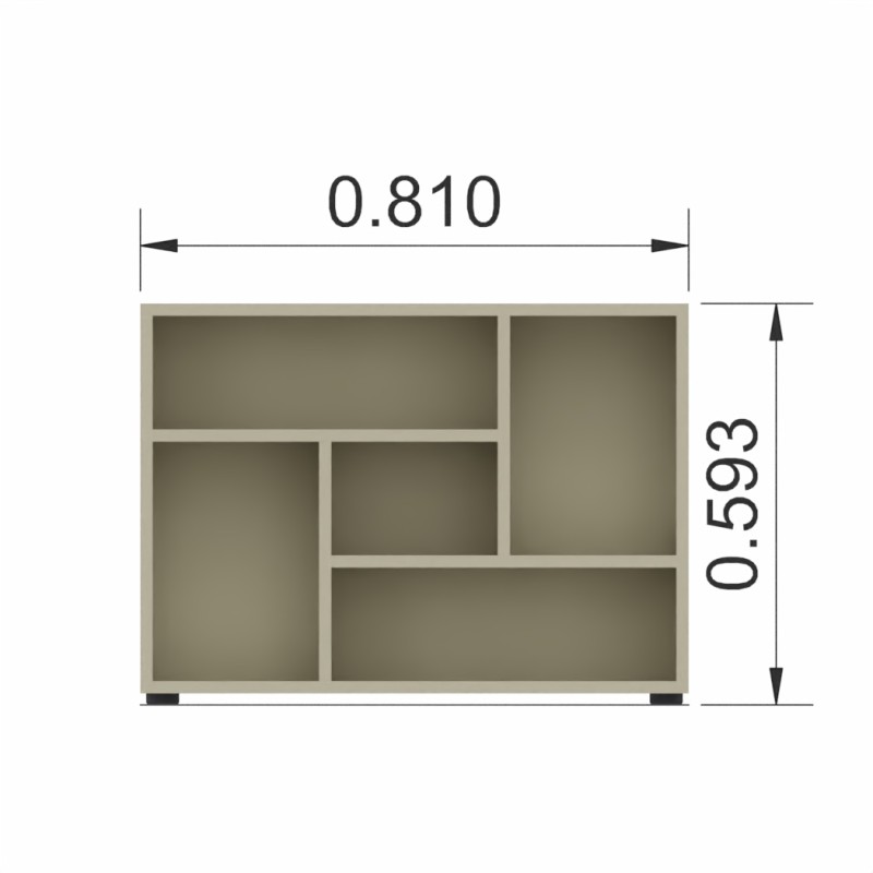 Tower Evo - Libreria design bassa a giorno in legno 60x81x27 cm