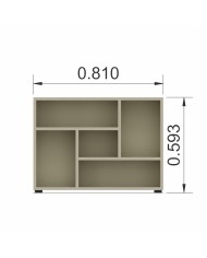 Tower Evo - Libreria design bassa a giorno in legno 60x81x27 cm