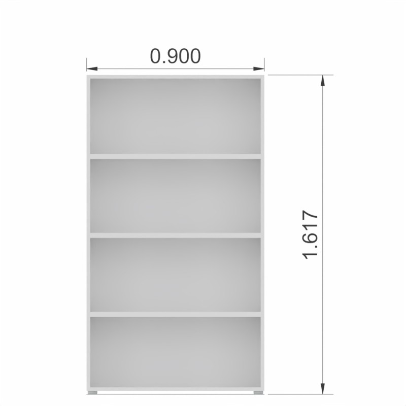 Libreria alta a giorno con 3 ripiani interni