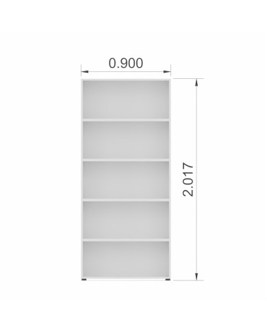 Kamos - Libreria a giorno con 4 ripiani 200x90x44 cm