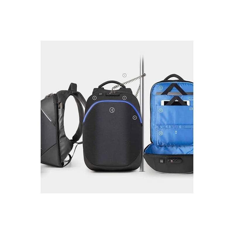 Tekniko LED - Zaino Antifurto dimensioni 34 x 46 x 16 cm Intempo idrorepellente tecnico con serratura presa usb - colore NERO