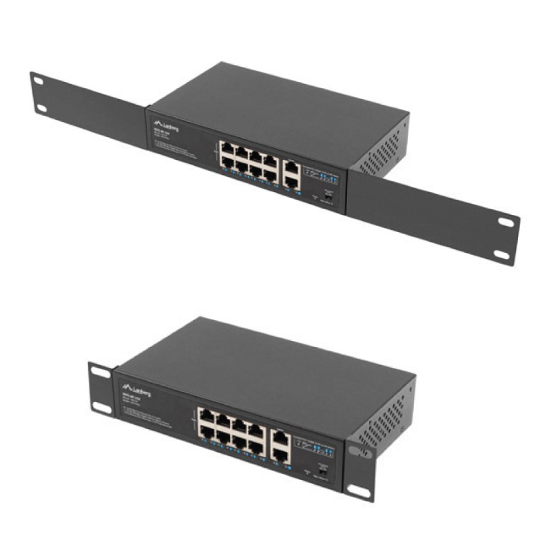 SWITCH 8X 100MB POE+/2X 1GB UNMANAGED RACK 10"/19" GIGABIT ETHERNET 120W