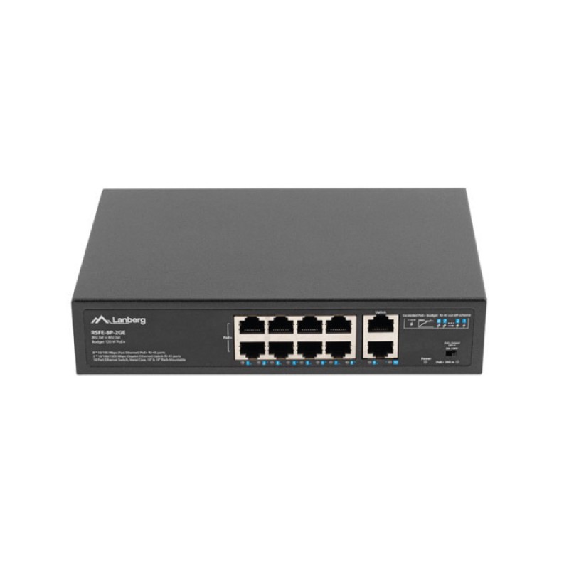 SWITCH 8X 100MB POE+/2X 1GB UNMANAGED RACK 10"/19" GIGABIT ETHERNET 120W
