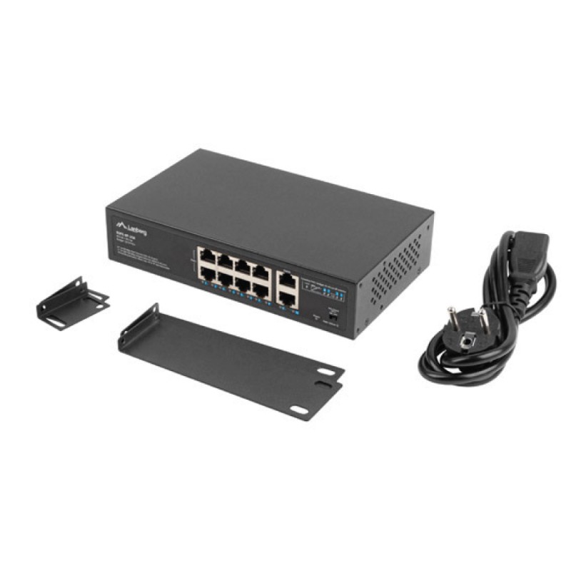 SWITCH 8X 100MB POE+/2X 1GB UNMANAGED RACK 10"/19" GIGABIT ETHERNET 120W