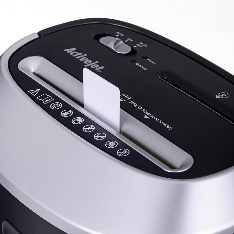 ASH-1201 Activejet Distruggidocumenti 12 Fogli 25L strisce 5x38mm P-3 Cd carte