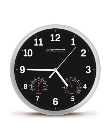 Orologio da parete per ufficio D. 25 con misurazione temperatura e umidità colore Nero