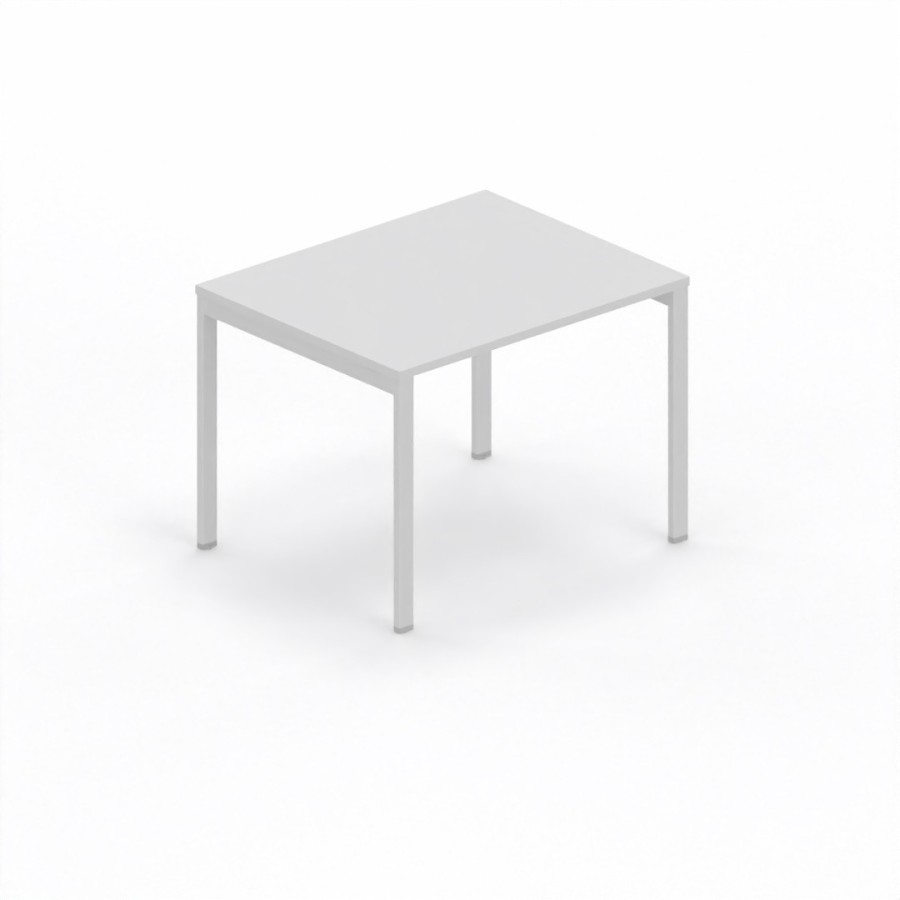 LAS - Scrivania Oxi con piano in legno e gambe in metallo a "R" profondità 80 cm - Colore Bianco