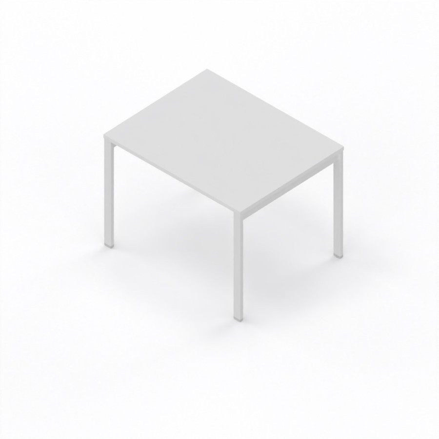 LAS - Scrivania Oxi con piano in legno e gambe in metallo a "R" profondità 80 cm - Colore Bianco