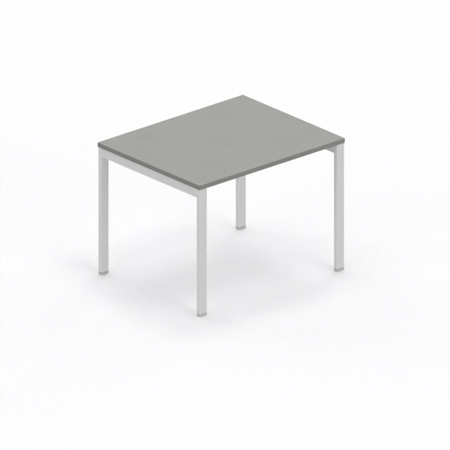 LAS - Scrivania Oxi con piano in legno e gambe in metallo a "R" profondità 80 cm - Colore Grigio