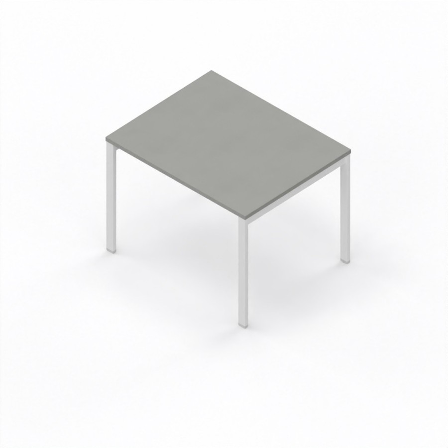 LAS - Scrivania Oxi con piano in legno e gambe in metallo a "R" profondità 80 cm - Colore Grigio