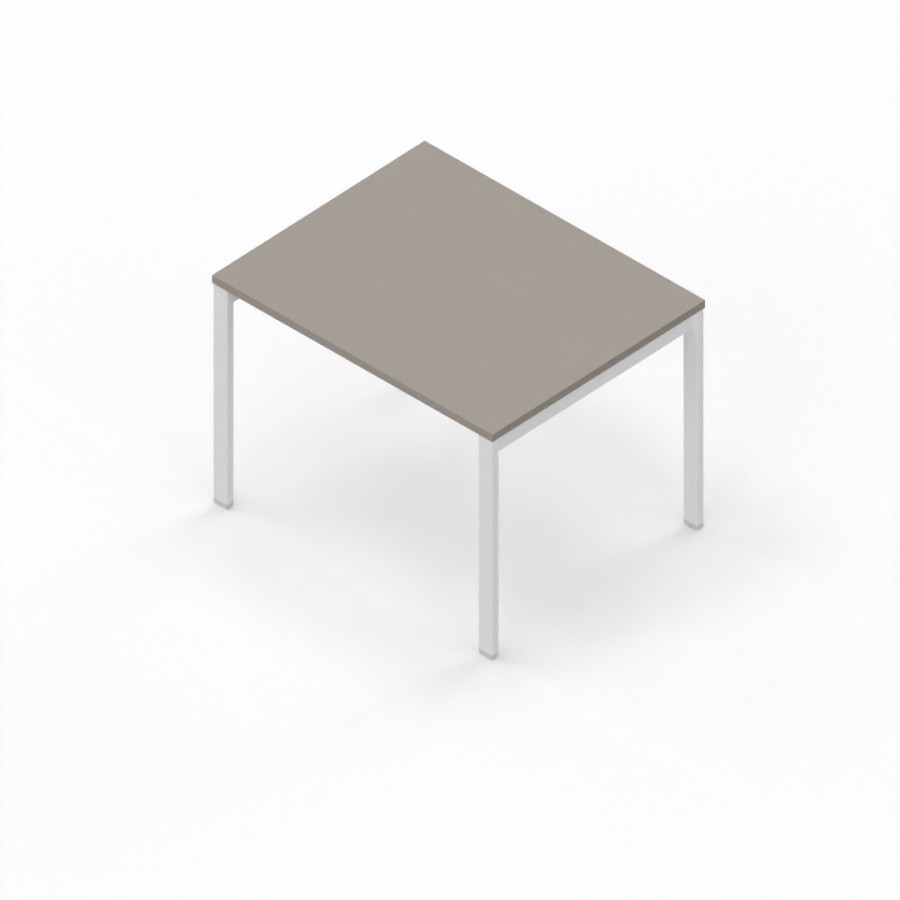 LAS - Scrivania Oxi con piano in legno e gambe in metallo a "R" profondità 80 cm - Colore Stone Grey