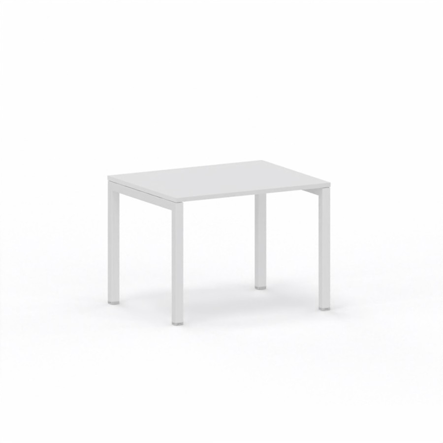 LAS - Scrivania Oxi con piano in legno e gambe in metallo a "Q" profondità 80 cm - Colore Bianco