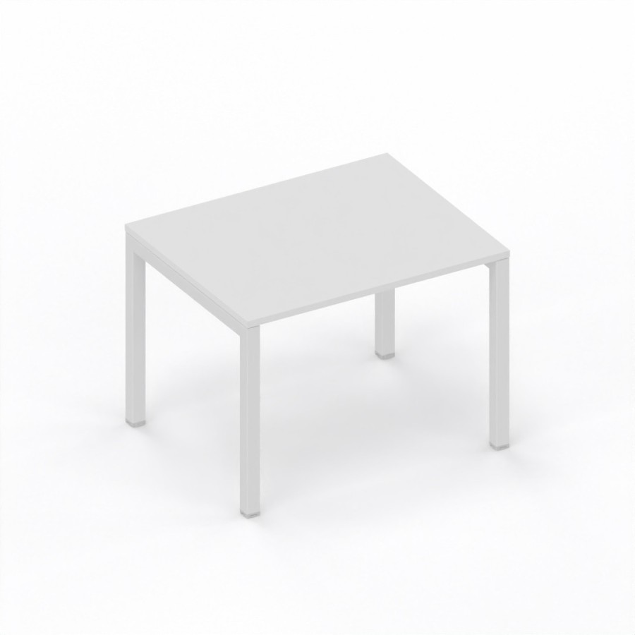 LAS - Scrivania Oxi con piano in legno e gambe in metallo a "Q" profondità 80 cm - Colore Bianco