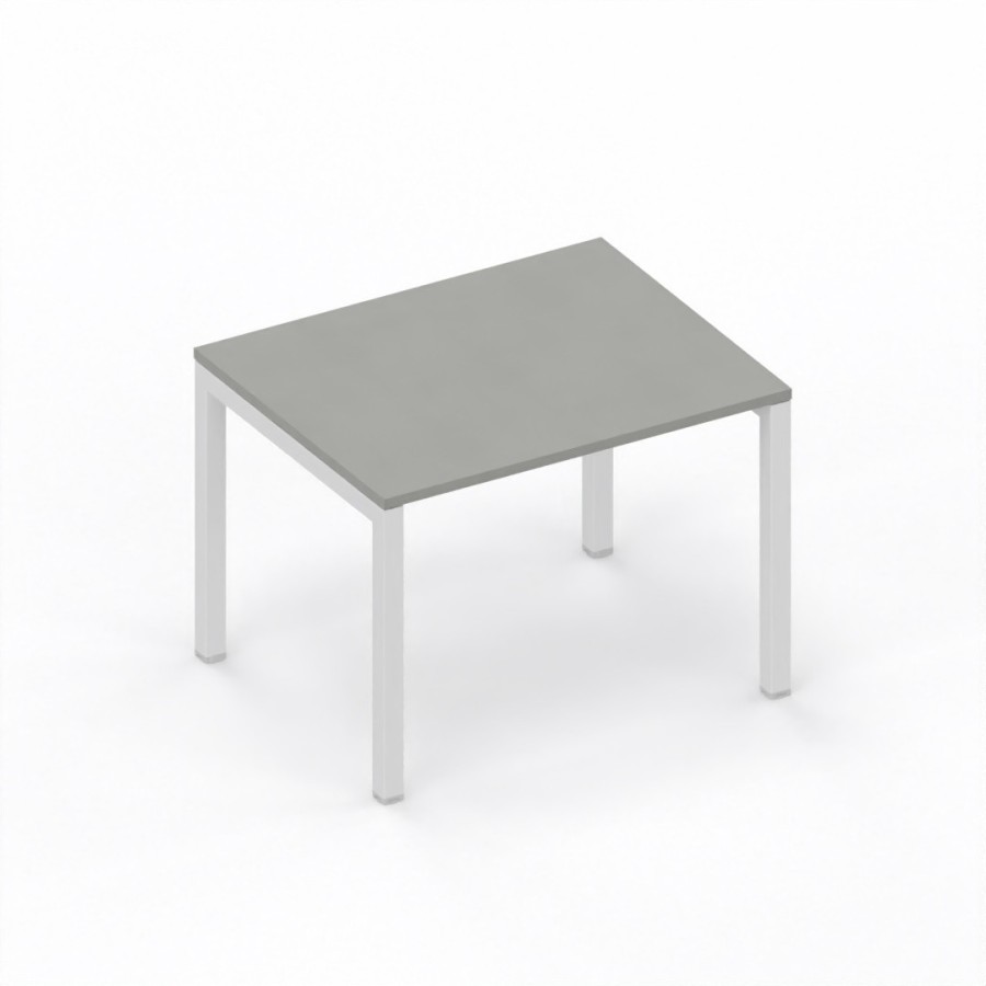 LAS - Scrivania Oxi con piano in legno e gambe in metallo a "Q" profondità 80 cm - Colore Grigio