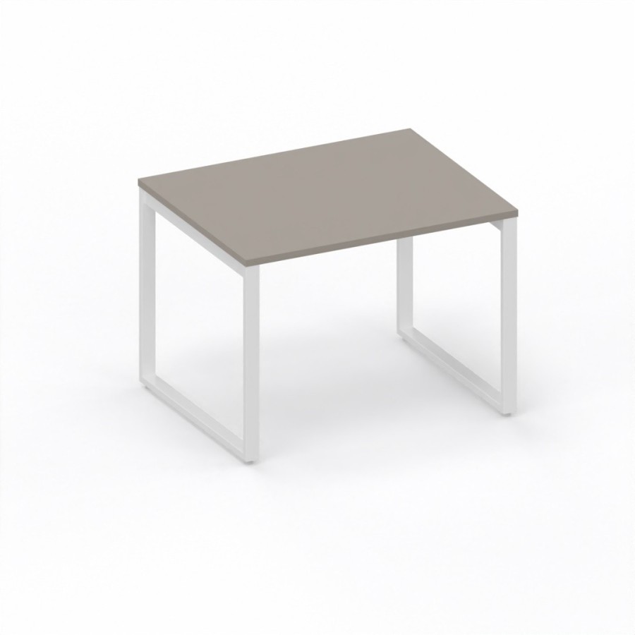 LAS - Scrivania Oxi con piano in legno e gambe in metallo a "L" profondità 80 cm - Colore Stone Grey