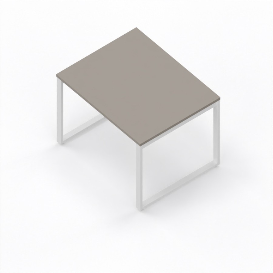 LAS - Scrivania Oxi con piano in legno e gambe in metallo a "L" profondità 80 cm - Colore Stone Grey