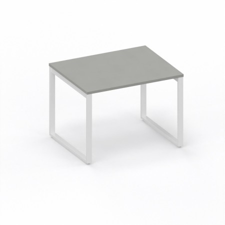 LAS - Scrivania Oxi con piano in legno e gambe in metallo a "L" profondità 80 cm - Colore Grigio
