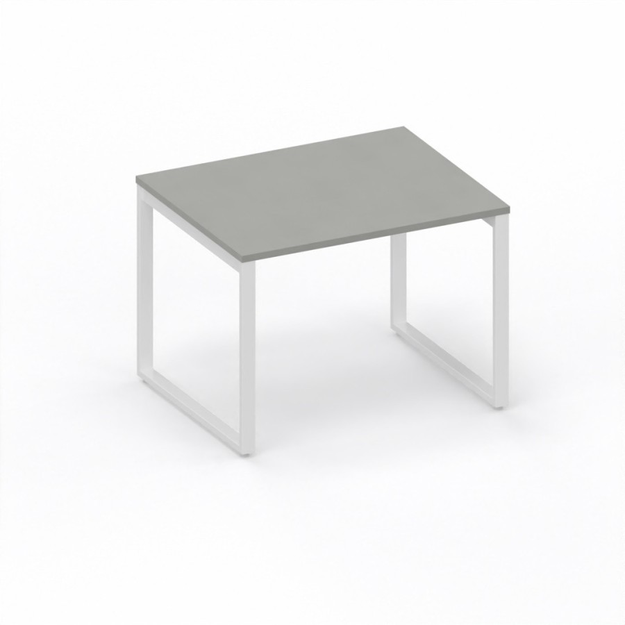 LAS - Scrivania Oxi con piano in legno e gambe in metallo a "L" profondità 80 cm - Colore Grigio
