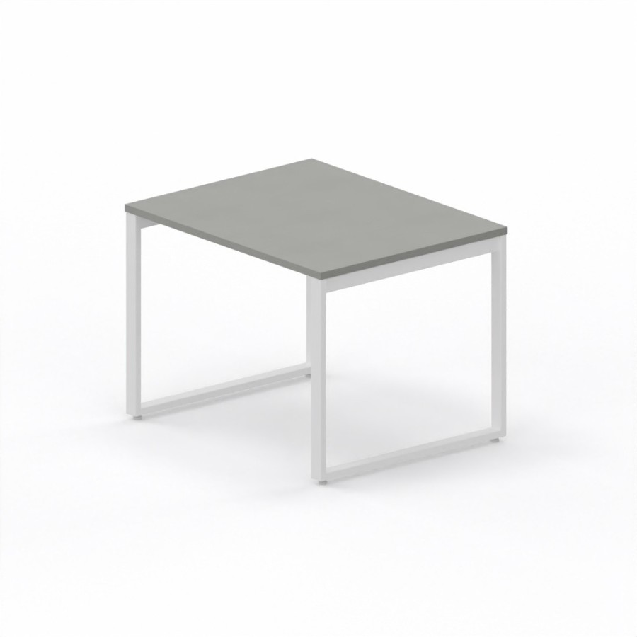 LAS - Scrivania Oxi con piano in legno e gambe in metallo a "L" profondità 80 cm - Colore Grigio
