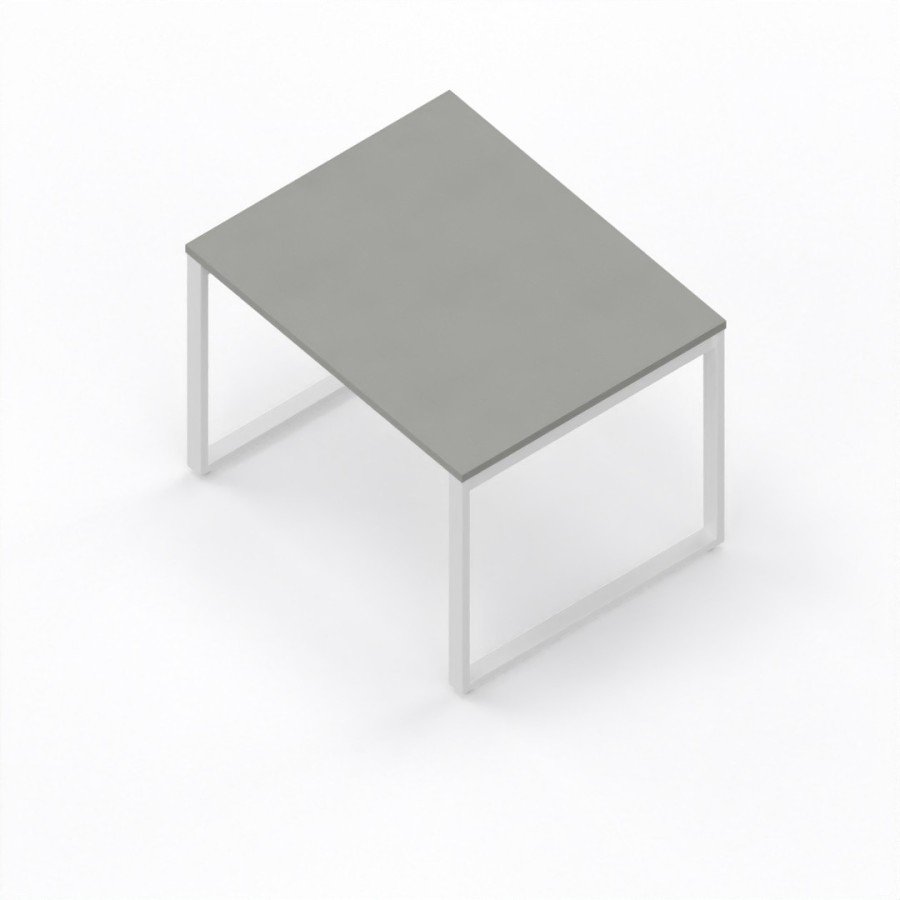 LAS - Scrivania Oxi con piano in legno e gambe in metallo a "L" profondità 80 cm - Colore Grigio